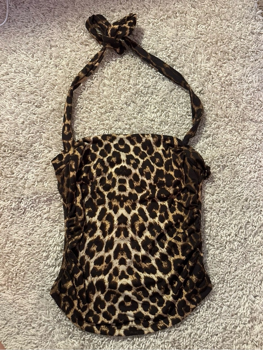 SHEIN Leopard Print Halter Top - Brown & Black